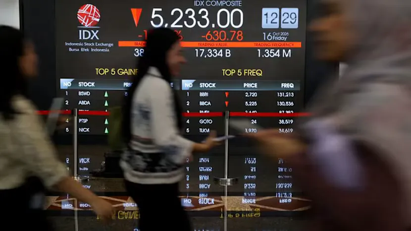 Stock market price screens displaying share trading data