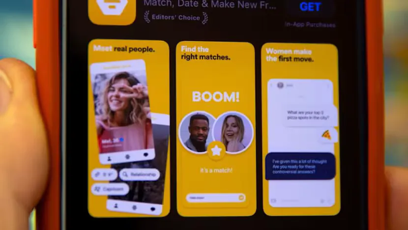 Smartphone displaying a generic dating app interface