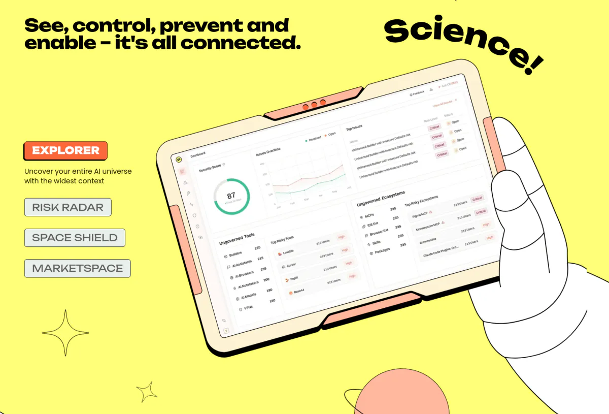 Computer screens displaying AI security monitoring tools
